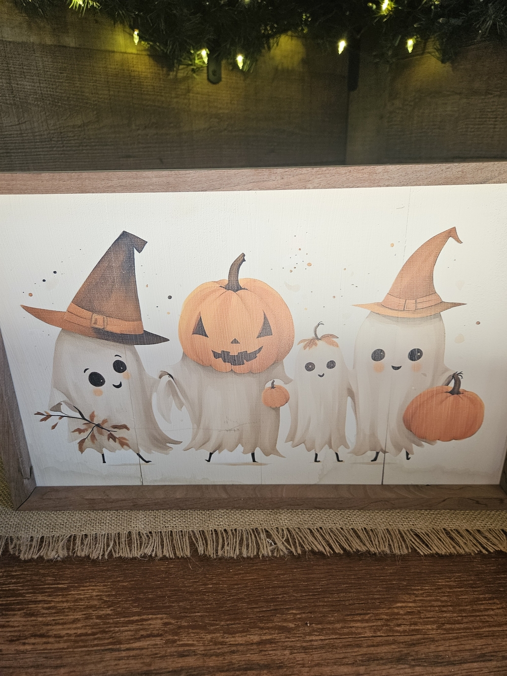 Halloween Ghosts Pumpkin Wall Art in Orange and Cream by